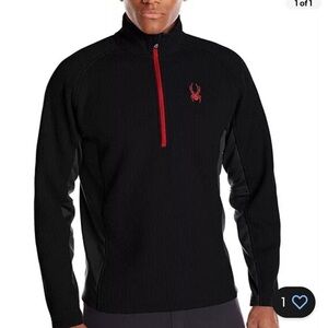 SPYDER Mens Outbound Core Performance Pull Over‎ quarter zip jacket Black L EUC